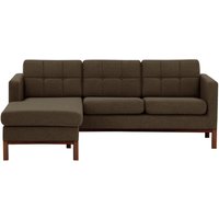 Normann Left Hand Corner Sofa, brown, Leg colour: dark oak