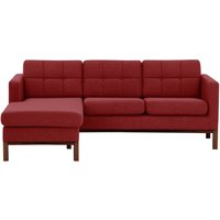Normann Left Hand Corner Sofa, red, Leg colour: dark oak