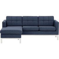 Normann Left Hand Corner Sofa, navy blue, Leg colour: white