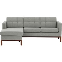 Normann Left Hand Corner Sofa, light grey, Leg colour: dark oak