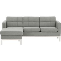 Normann Left Hand Corner Sofa, light grey, Leg colour: white