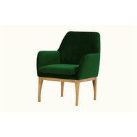Beca Armchair with Wooden Legs, dark green, Leg colour: like oak