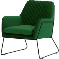 Foxe Metal Frame Armchair with Stitching, dark green, Leg colour: black metal frame