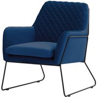 Foxe Metal Frame Armchair with Stitching, blue, Leg colour: black metal frame