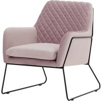 Foxe Metal Frame Armchair with Stitching, lilac, Leg colour: black metal frame