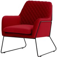 Foxe Metal Frame Armchair with Stitching, dark red, Leg colour: black metal frame
