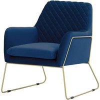 Foxe Metal Frame Armchair with Stitching, blue, Leg colour: gold metal frame