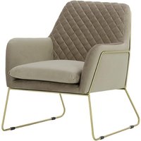Foxe Metal Frame Armchair with Stitching, mink, Leg colour: gold metal frame