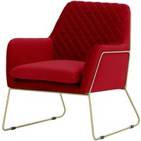 Foxe Metal Frame Armchair with Stitching, dark red, Leg colour: gold metal frame