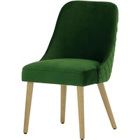 Albion Dining Chair with Stitching, dark green, Leg colour: like oak