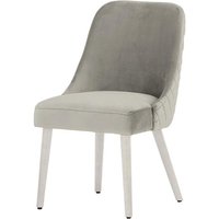 Albion Dining Chair with Stitching, silver, Leg colour: white