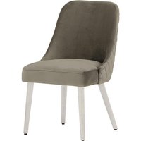 Albion Dining Chair with Stitching, grey, Leg colour: white
