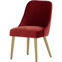 Albion Dining Chair with Stitching, dark red, Leg colour: like oak