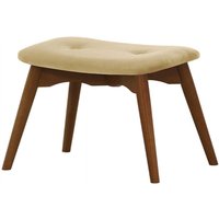 Ducon Velvet Footstool, beige, Leg colour: dark oak