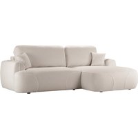 Satell right-hand corner sofa bed, boucle beige