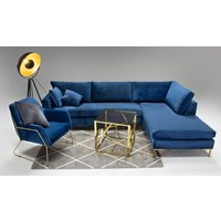 Foxe Metal Frame Armchair, V 36 - Peacock, Leg colour: gold metal frame