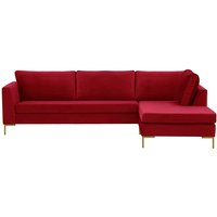 Gosena Right Hand Corner Sofa, dark red, Leg colour: gold metal