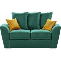 Majestic 2 Seater Sofa with Loose Back Cushions, dark green/mustard