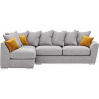 Majestic New Left Hand Corner Sofa with Loose Back Cushions, light grey/mustard