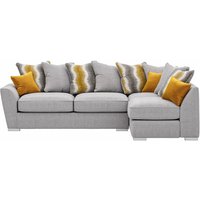 Majestic New Right Hand Corner Sofa with Loose Back Cushions, light grey/mustard