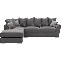 Majestic Left Hand Corner Sofa with Footstool and Loose Back Cushions, dark grey/grey