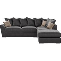 Majestic Right Hand Corner Sofa with Footstool and Loose Back Cushions, graphite/mink