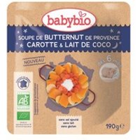 Bonne Nuit Sopa de Butternut de Provence Zanahoria Leche de coco 190 g - Babybio