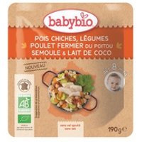 Garbanzos Verduras Pollo de granja de Poitou Sémola Leche de coco 190 g - Babybio