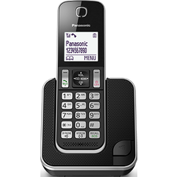 Panasonic KX-TGD310JTB Telefono Cordless Digitale, Unità Base e 1 Ricevitore, Display LCD Bianco, Vivavoce, ID Chiamante, Blocco Chiamate Indesiderate, Modalità Eco Plus, Sicurezza DECT, Nero