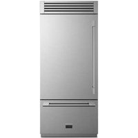 Fulgor Milano 36 Inch Built-In Bottom Freezer Refrigerator with 18.5 cu. ft. Total Capacity, Ice Maker, Total No Frost, LED Lighting, Deep-Freezing, and Holiday Mode: Stainless Steel, Left Hinge