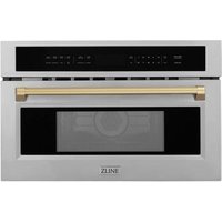 Autograph Edition 30 inch 1.6 cu ft. Built-in Convection Microwave: Fingerprint Resistant Stainless Steel And Champagne Bronze Accents