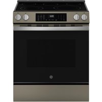 30 Inch Slide-In Electric Smart Range with 5 Smoothtop Elements, 5.3 cu. ft. Convection Oven, Power Boil™ Burner, Warming Zone, Storage Drawer, Sabbath Mode, Steam Clean, and ADA Compliant: Slate With Stainless Handle