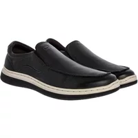 Slip On Democrata Leave Denim Couro Preto
