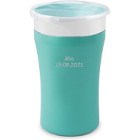 Magic Cup Edelstahl 230ml mit Gravur (inkl. Deckel) türkis