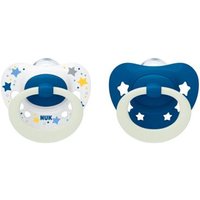 NUK Signature Night Silikon-Schnuller Blau/Weiß 18-36m