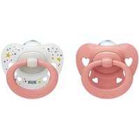 NUK Signature Silikon-Schnuller Weiß/Rosa 0-6m