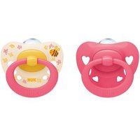 NUK Signature Silikon-Schnuller Rosa/Gelb 18-36m