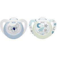 NUK Star Day & Night Silikon-Schnuller blau/weiß 0-6m