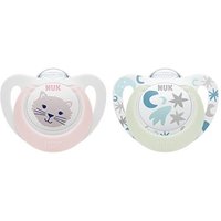 NUK Star Day & Night Silikon-Schnuller rosa/weiß 0-6m