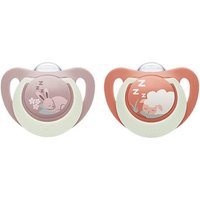 NUK First Choice Night Silikon Schnuller 0-6 Monate rot/orange