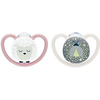 NUK Perfect Match Air Night Silikon-Schnuller 0-6 Monate rosa/beige