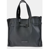 Pierre Cardin - Bolso tote en P.U. con bandolera color negro.