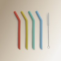 El Corte Inglés - Set 4 pajitas de silicona + cepillo El Corte Inglés.