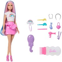 Imagen de Barbie - Barbie Pelo Arcoíris Brillante Muñeca rubia con accesorios para el pelo.