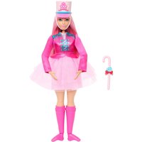 Imagen de Barbie - Barbie Cascanueces Daisy bailarina con vestido rosa, sombrero, tobillos articulados y bastón de caramelo.