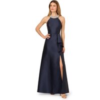 Adrianna Papell - Vestido con escote halter de pedrería y volante a la cintura.