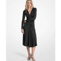 Michael Michael Kors - Vestido midi de manga larga con fruncido en escote y cintura.