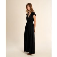 Molly Bracken - Vestido largo de manga corta detalle pliegues.