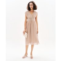 Caroll - Vestido midi con faja y escote cruzado.