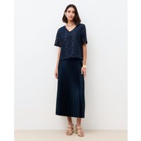 Caroll - Camiseta de mujer con detalles calados y manga corta.